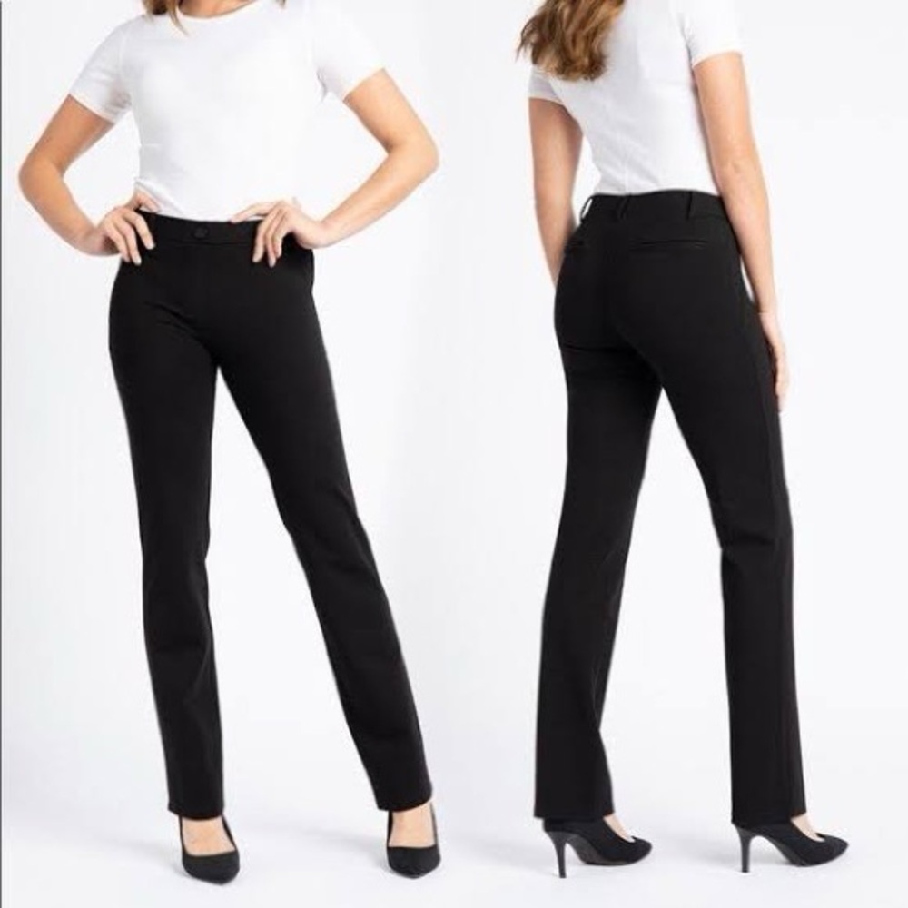 Betabrand Women's Classic Dress Pant Yoga Pant Straight Sz S Black Stretch Work